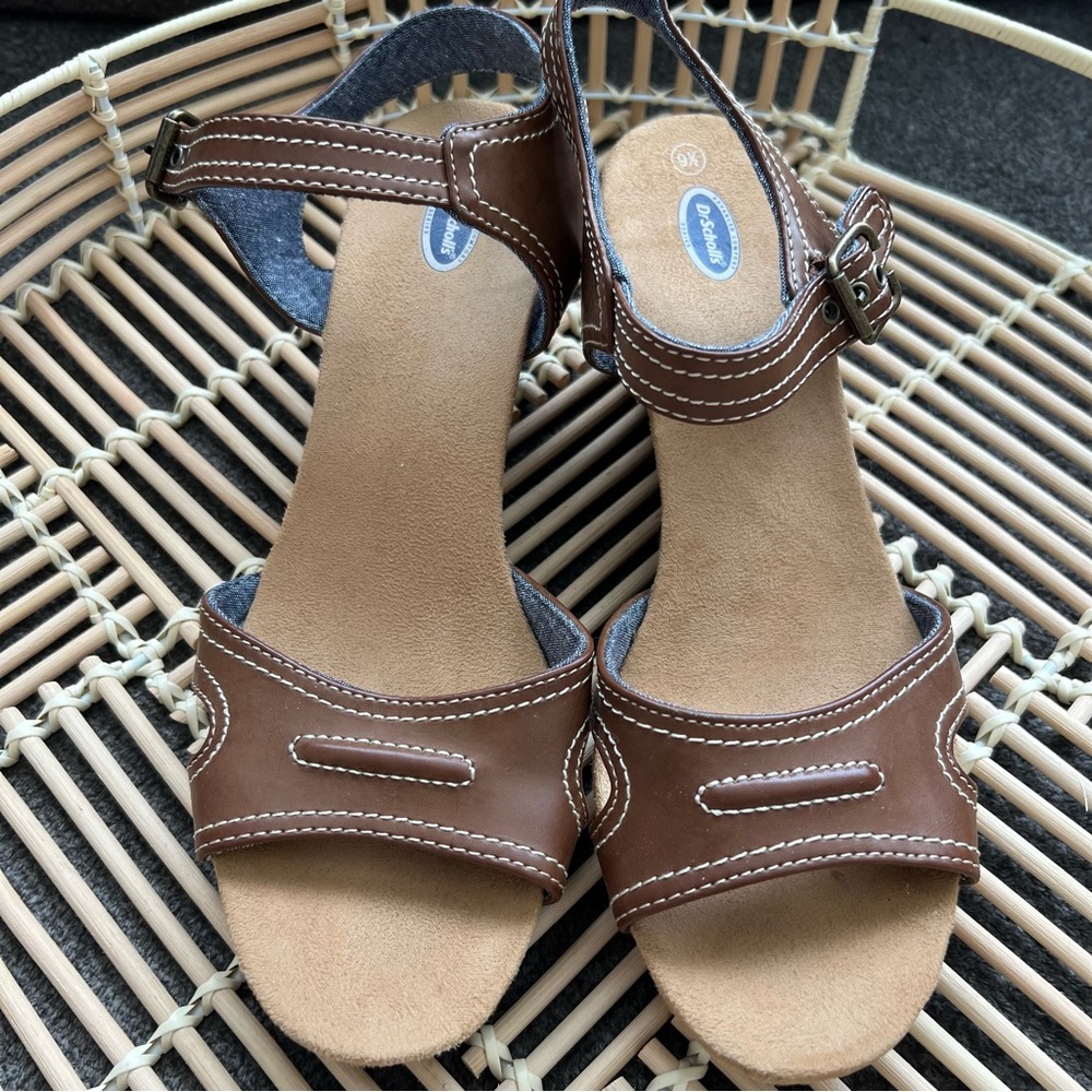 Dr Scholl’s Brown Wedge Sandals Sz 9.5 - Picture 3 of 10